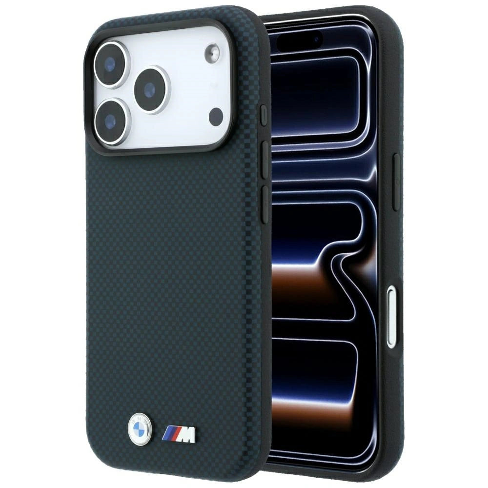 Etui BMW M Quadrille Kevlar Metal na iPhone 17 Pro / 18 Pro - granatowe