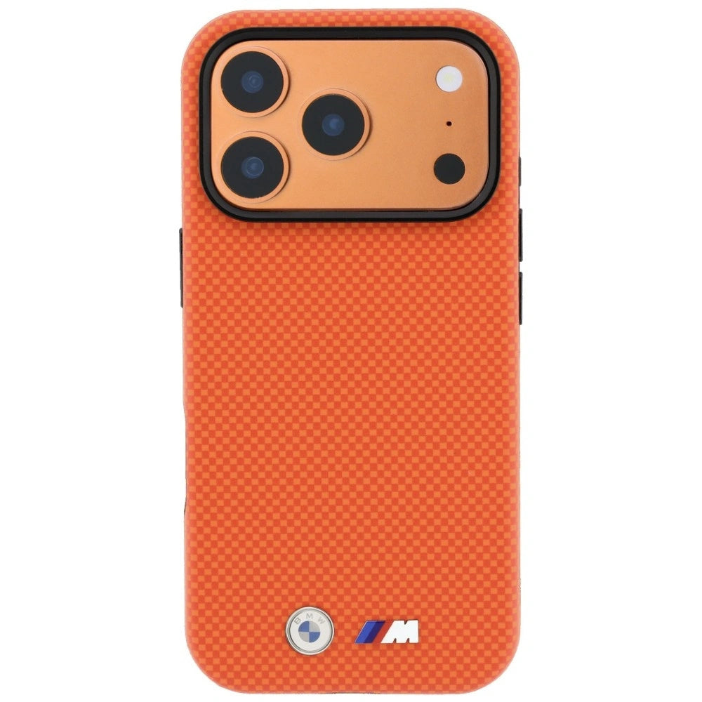 Etui BMW M Quadrille Kevlar Metal na iPhone 17 Pro / 18 Pro - pomarańczowe – zdjęcie 3