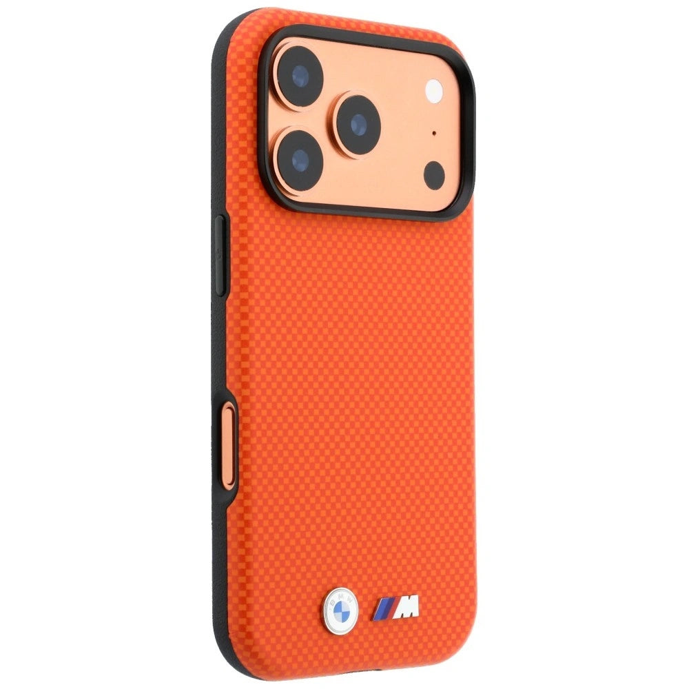 Etui BMW M Quadrille Kevlar Metal na iPhone 17 Pro / 18 Pro - pomarańczowe – zdjęcie 4