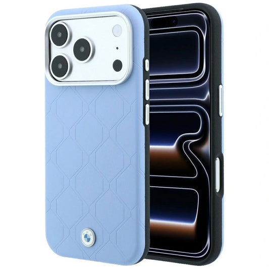 Etui BMW Sign Deboss Quilted Metal na iPhone 17 Pro / 18 Pro - niebieskie