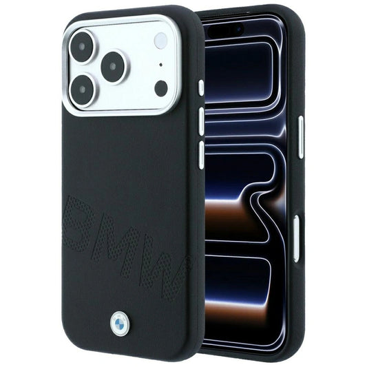 Etui BMW Sign Inclined Deboss Letters na iPhone 17 Pro / 18 Pro - czarne