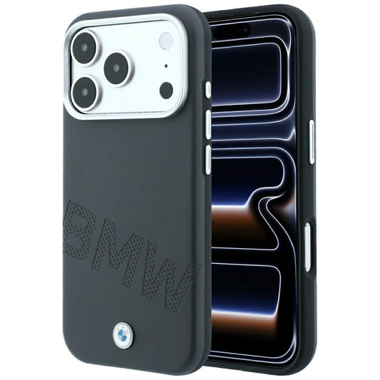 Etui BMW Sign Inclined Deboss Letters na iPhone 17 Pro / 18 Pro - szare