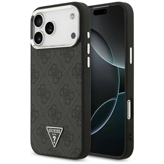 Etui Guess 4G Triangle na iPhone 17 Pro Max / 18 Pro Max - czarno-srebrne