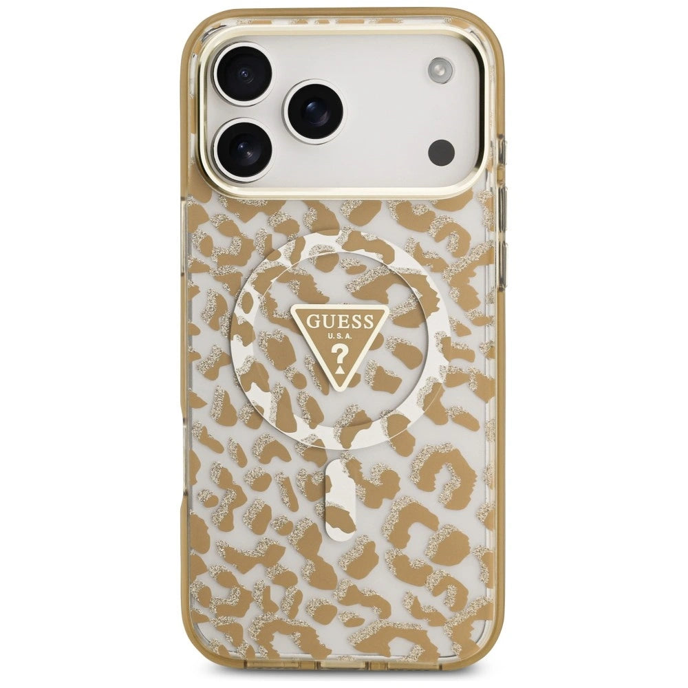 Etui Guess IML Leopard Glitter na iPhone 17 Pro / 18 Pro - brązowe – zdjęcie 3
