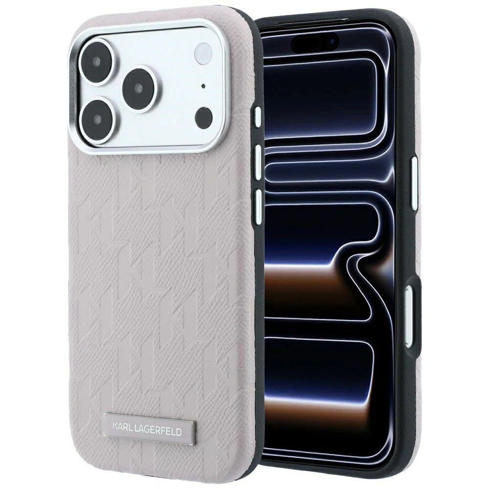 Etui Karl Lagerfeld Grained Mono Resin Logo MagSafe na iPhone 18 Pro / 17 Pro - różowe