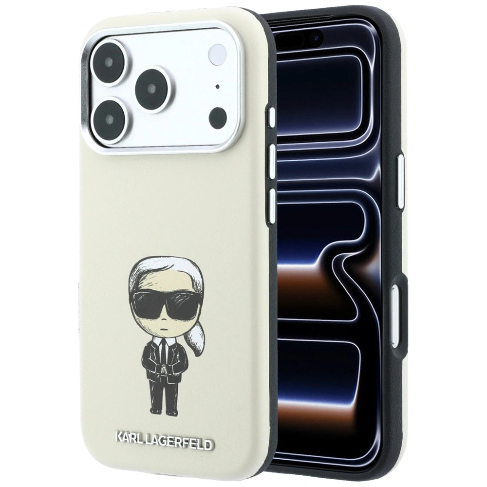 Etui Karl Lagerfeld Smooth Ikonik Sketch MagSafe na iPhone 18 Pro / 17 Pro - beżowe