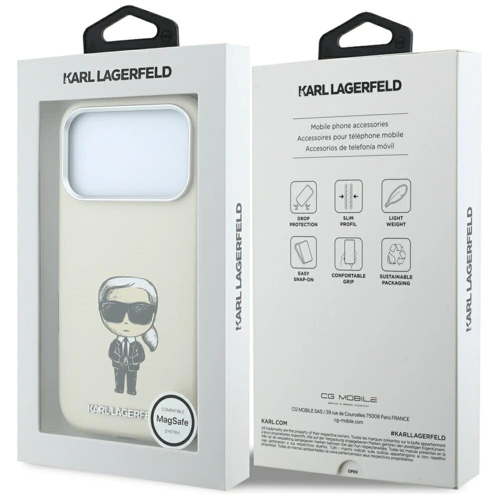 Etui Karl Lagerfeld Smooth Ikonik Sketch MagSafe na iPhone 18 Pro / 17 Pro - beżowe – zdjęcie 8