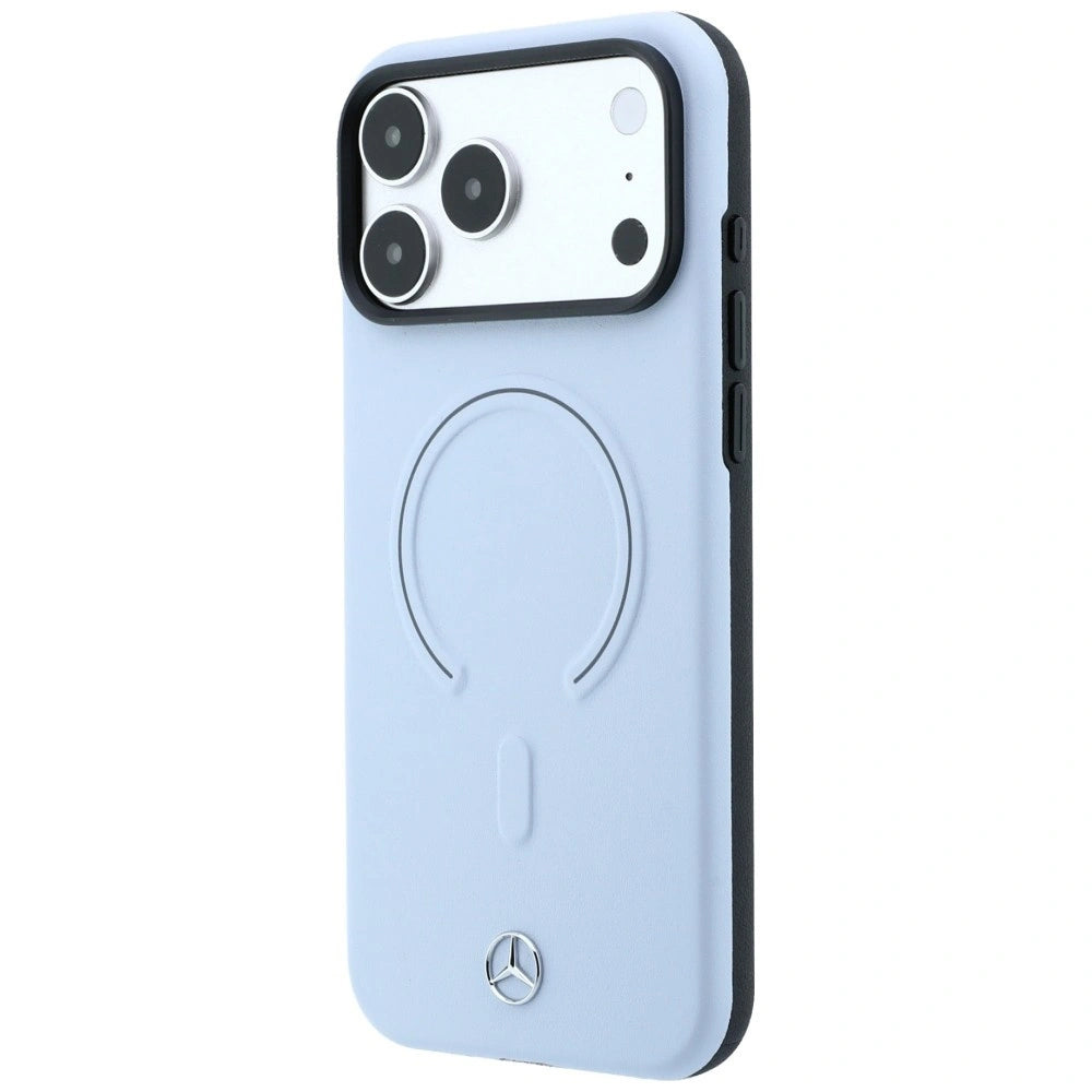 Etui Mercedes Leather 3D MagSafe na iPhone 18 Pro Max / 17 Pro Max - niebieske – zdjęcie 2