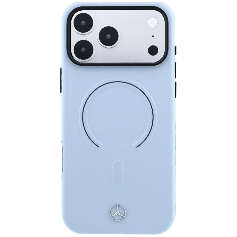 Etui Mercedes Leather 3D MagSafe na iPhone 18 Pro Max / 17 Pro Max - niebieske – zdjęcie 3