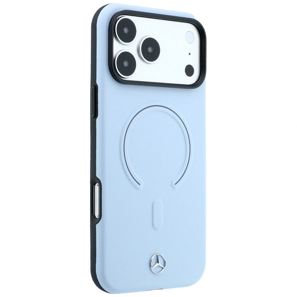 Etui Mercedes Leather 3D MagSafe na iPhone 18 Pro Max / 17 Pro Max - niebieske – zdjęcie 4