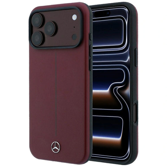 Etui Mercedes Leather Semi na iPhone 18 Pro Max / 17 Pro Max - burgundowe