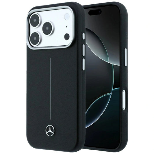 Etui Mercedes Leather Semi Wrap na iPhone 18 Pro Max / 17 Pro Max - czarne