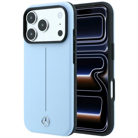 Etui Mercedes Leather Semi na iPhone 18 Pro Max / 17 Pro Max - niebieske