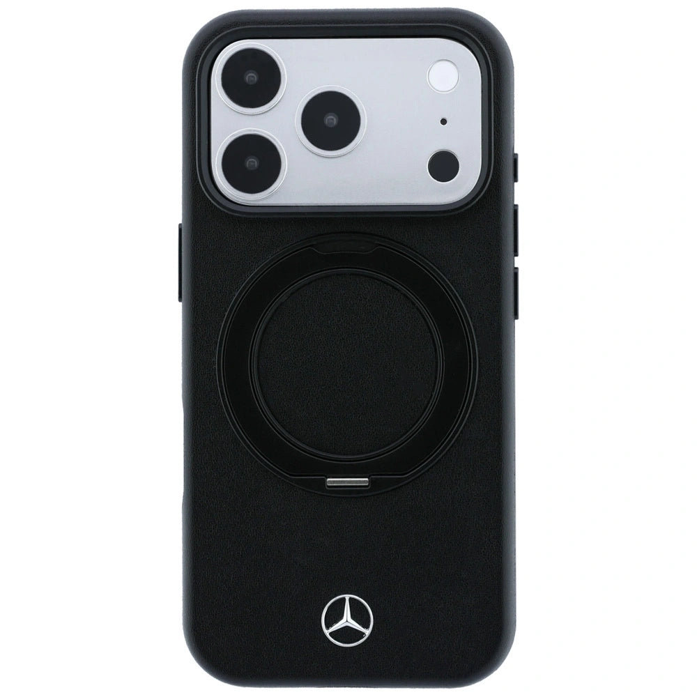 Etui Mercedes Leather with Ring Stand na iPhone 18 Pro / 17 Pro - czarne – zdjęcie 3