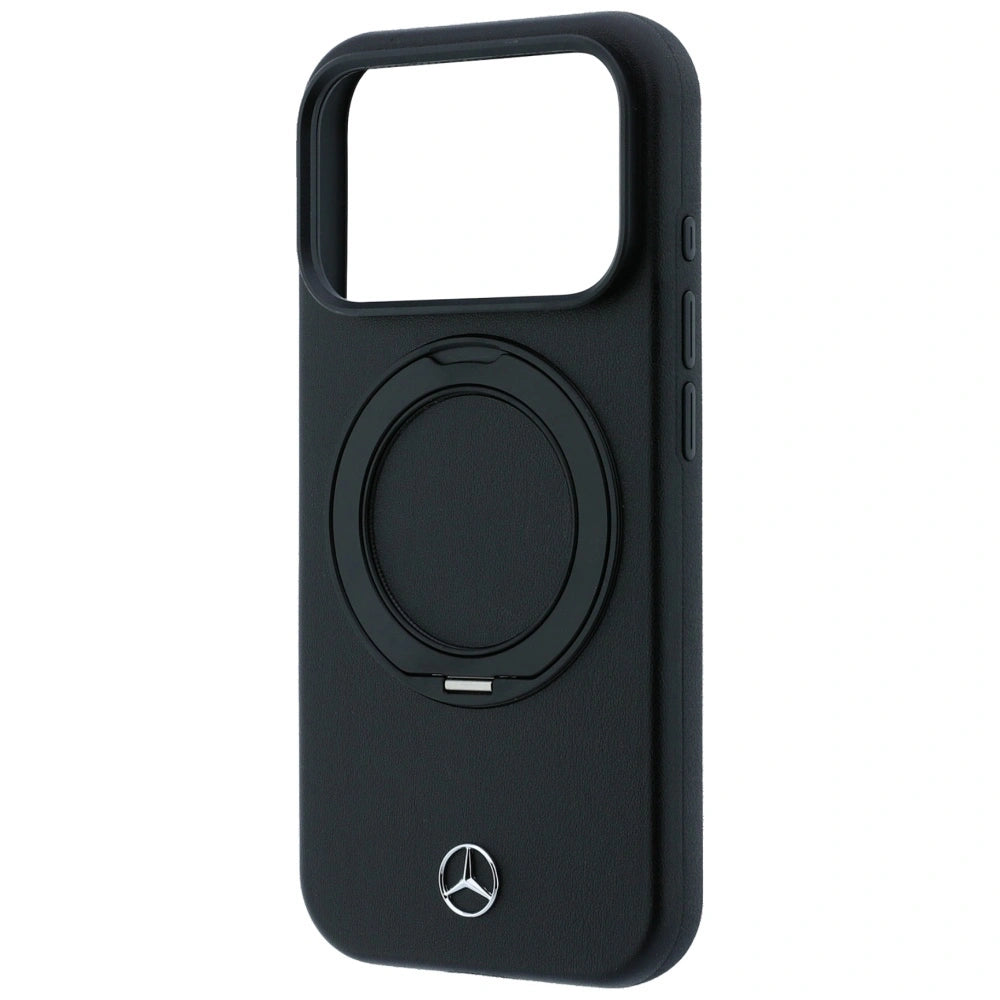 Etui Mercedes Leather with Ring Stand na iPhone 18 Pro / 17 Pro - czarne – zdjęcie 6