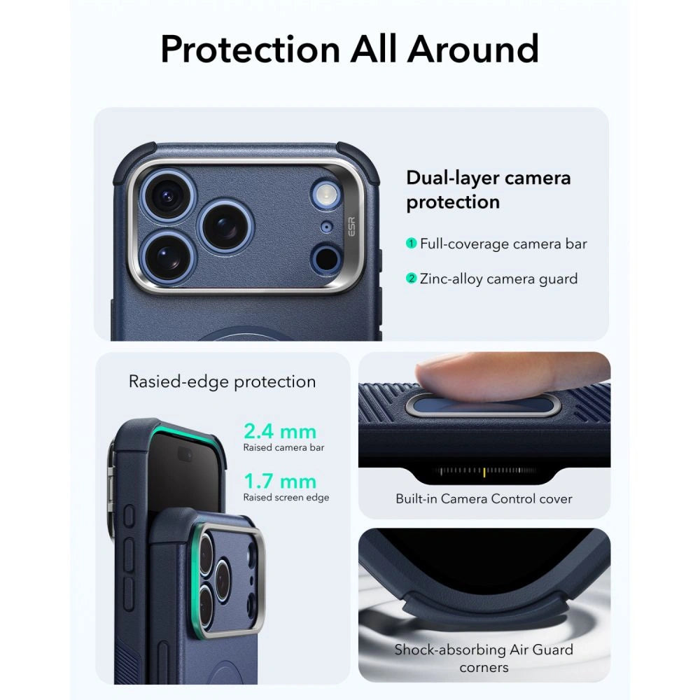 Etui ESR Cyber Tough Kickstand na iPhone 18 Pro / 17 Pro - granatowe – zdjęcie 5