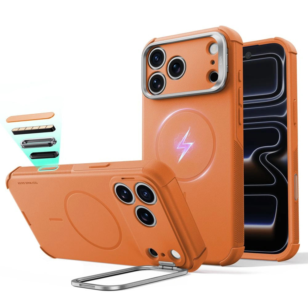 Etui ESR Cyber Tough Kickstand na iPhone 18 Pro / 17 Pro - pomarańczowe