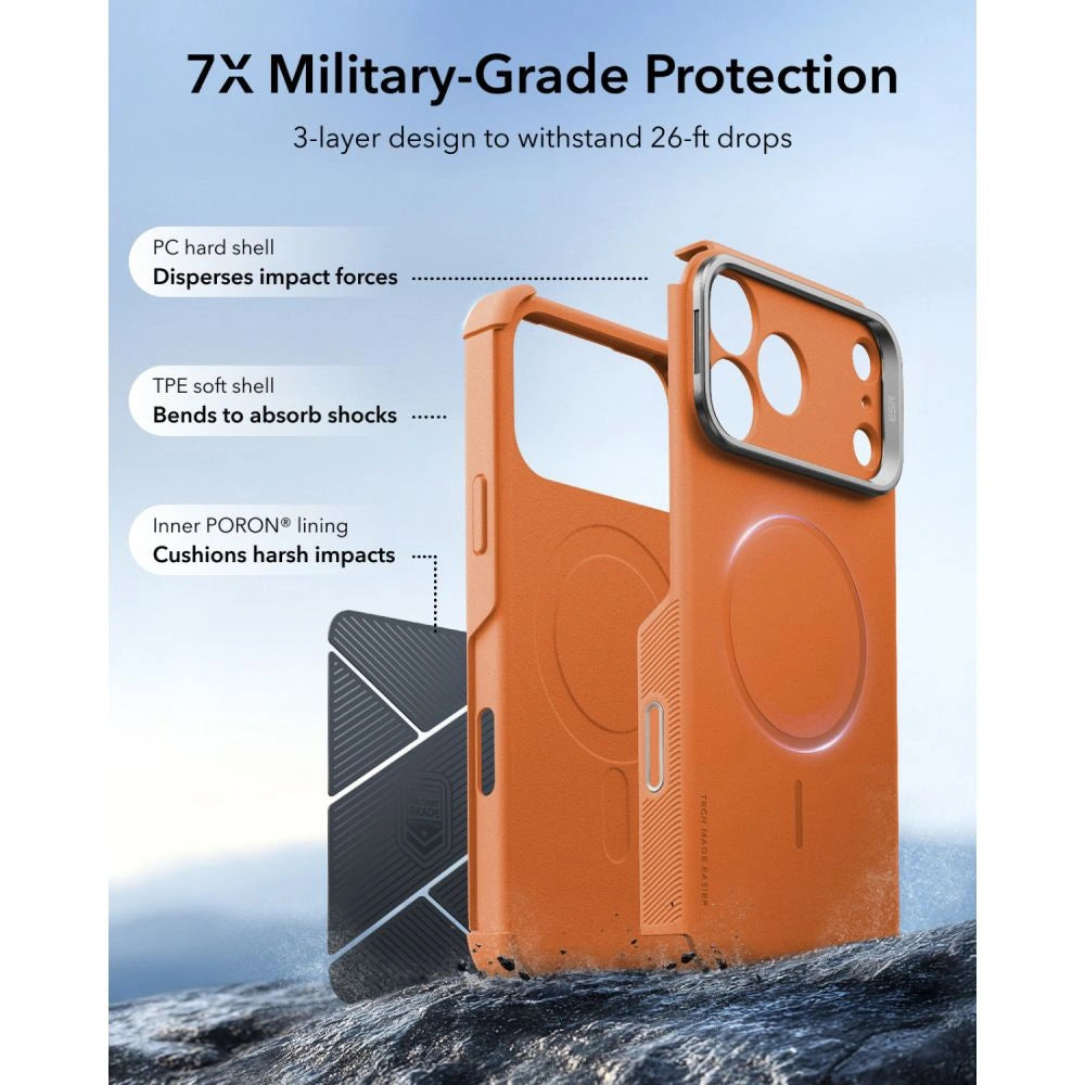 Etui ESR Cyber Tough Kickstand na iPhone 18 Pro / 17 Pro - pomarańczowe – zdjęcie 3