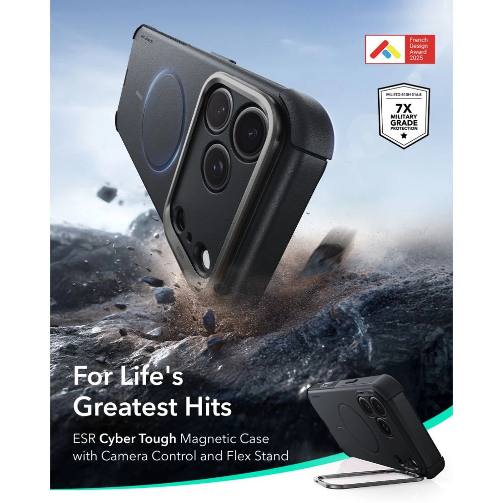 Etui ESR Cyber Tough Kickstand na iPhone 18 Pro Max / 17 Pro Max - czarne – zdjęcie 2