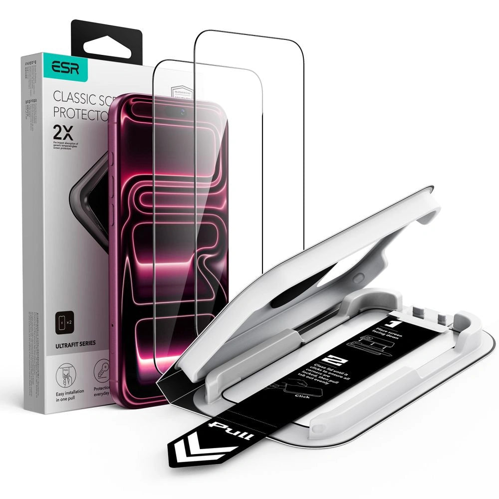 Szkło hartowane ESR UltraFit Classic na iPhone 18 Pro / 17 Pro - czarne