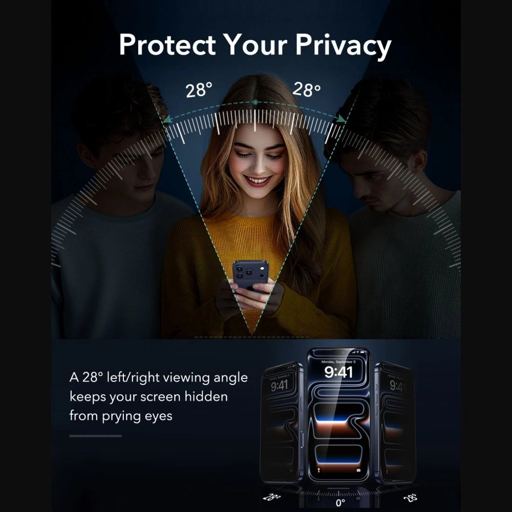 Szkło hartowane ESR UltraFit Armorite Privacy 2-Pack na iPhone 18 Pro Max – zdjęcie 4