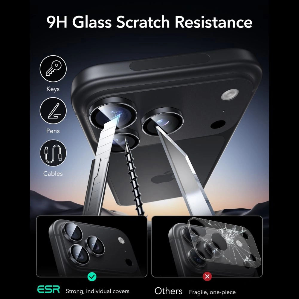 Szkło hartowane na aparat ESR na iPhone 18 Pro / 18 Pro Max - czarna – zdjęcie 6