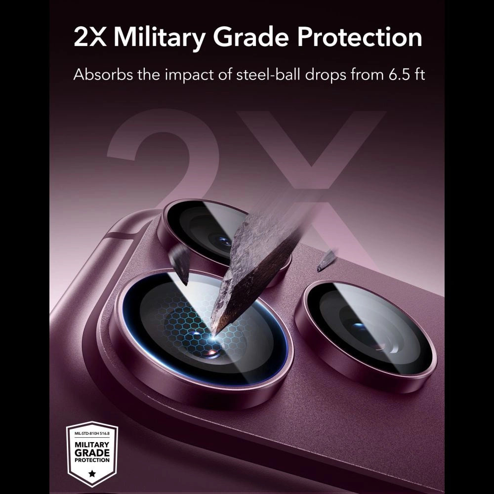 Szkło hartowane na aparat ESR Armorite Camera Protector na iPhone 18 Pro / 18 Pro Max - dark cherry – zdjęcie 4
