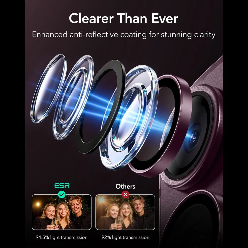 Szkło hartowane na aparat ESR Armorite Camera Protector na iPhone 18 Pro / 18 Pro Max - dark cherry – zdjęcie 5