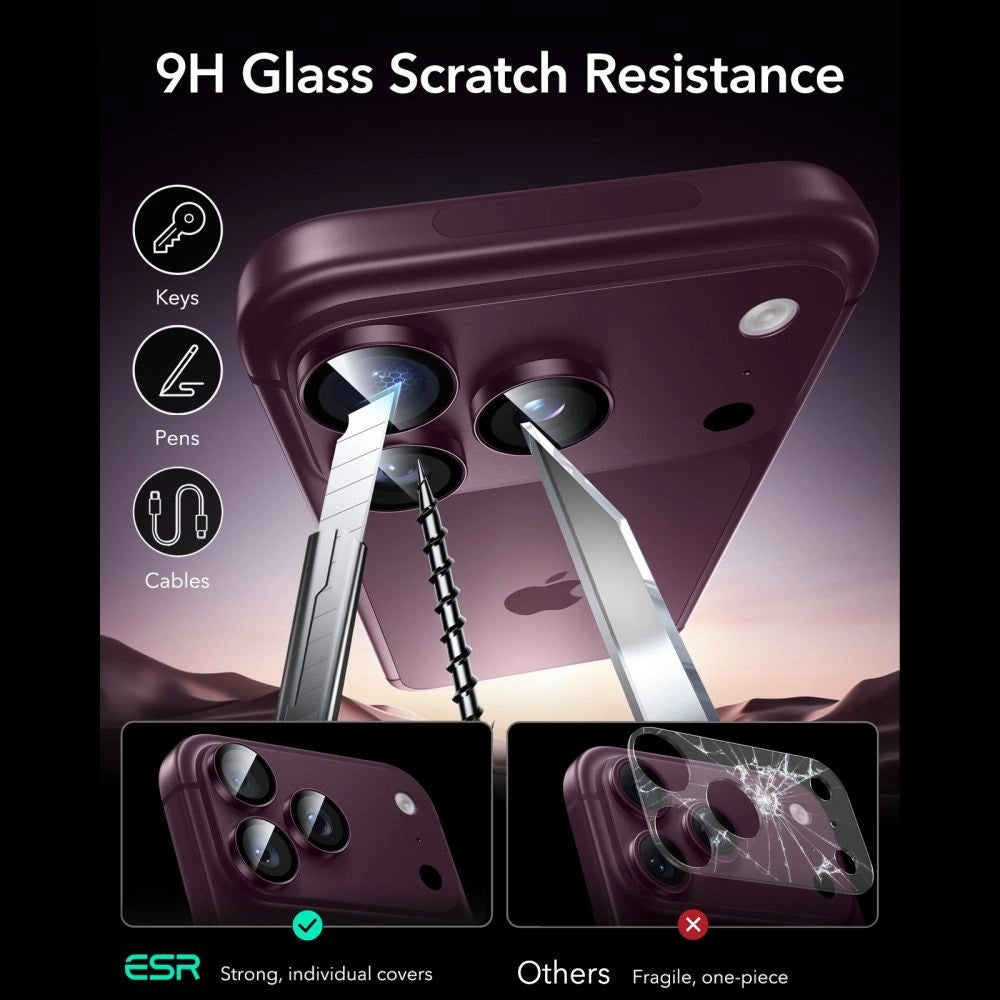 Szkło hartowane na aparat ESR Armorite Camera Protector na iPhone 18 Pro / 18 Pro Max - dark cherry – zdjęcie 6