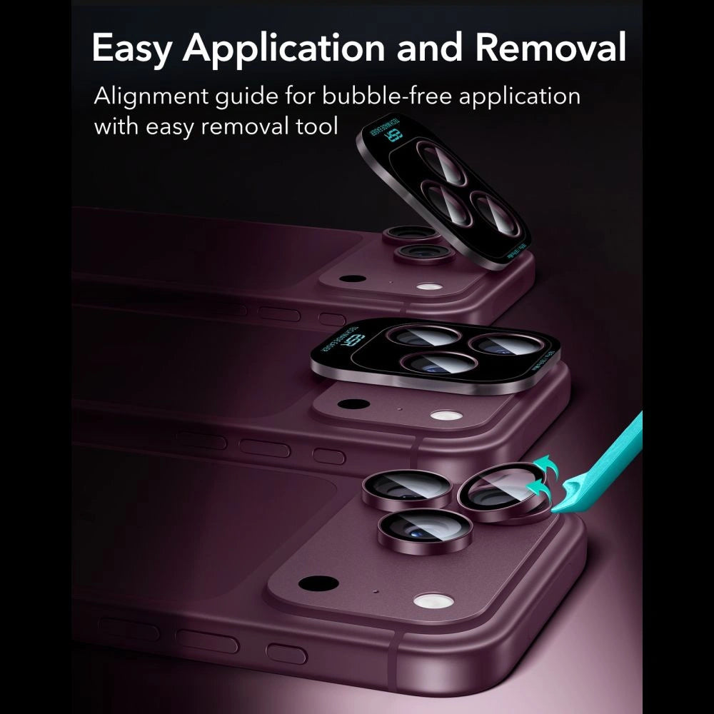 Szkło hartowane na aparat ESR Armorite Camera Protector na iPhone 18 Pro / 18 Pro Max - dark cherry – zdjęcie 7