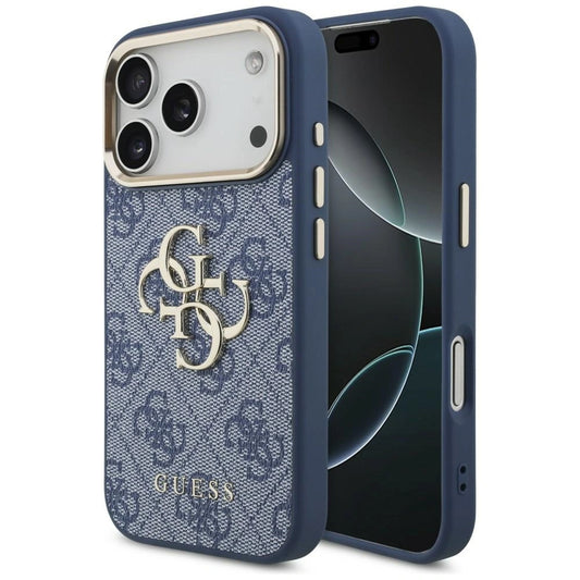 Etui Guess 4G Big 4G Classic na iPhone 18 Pro / 17 Pro - niebiesko-złote
