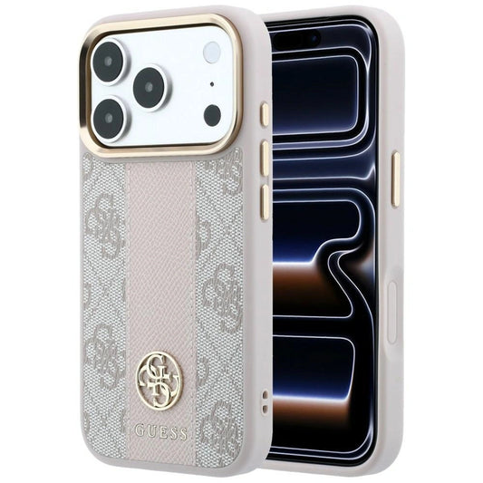 Etui Guess 4G with Stripe Round and na iPhone 17 Pro / 18 Pro - różowe