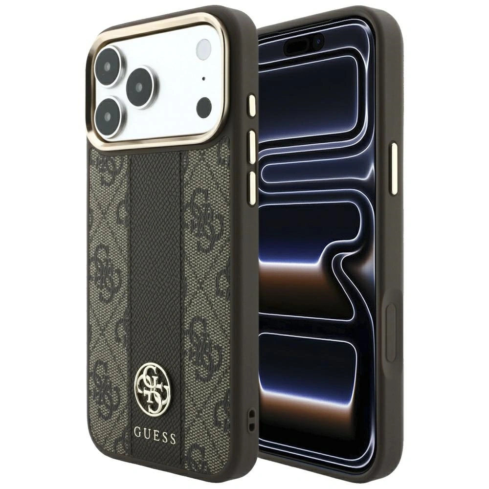 Etui Guess 4G with Stripe na iPhone 17 Pro Max / 18 Pro Max - brązowe