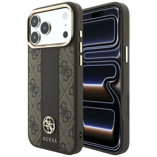Etui Guess 4G with Stripe na iPhone 17 Pro Max / 18 Pro Max - brązowe