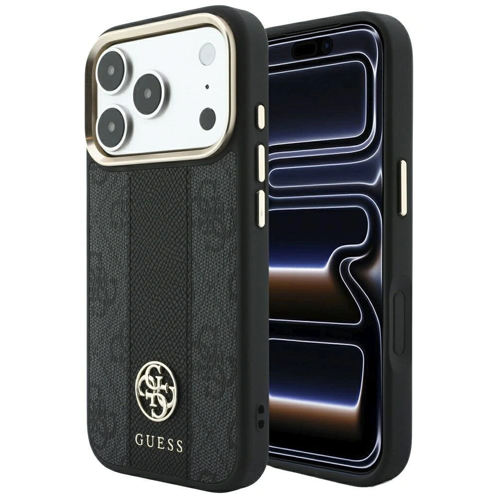 Etui Guess 4G with Stripe Round na iPhone 17 Pro Max / 18 Pro Max - czarne