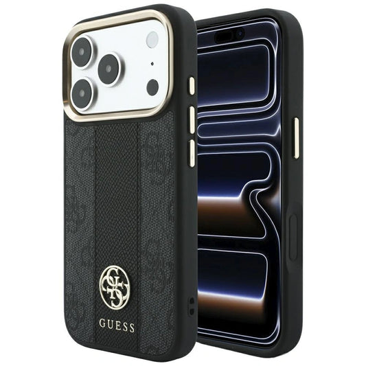 Etui Guess 4G with Stripe Round na iPhone 17 Pro Max / 18 Pro Max - czarne