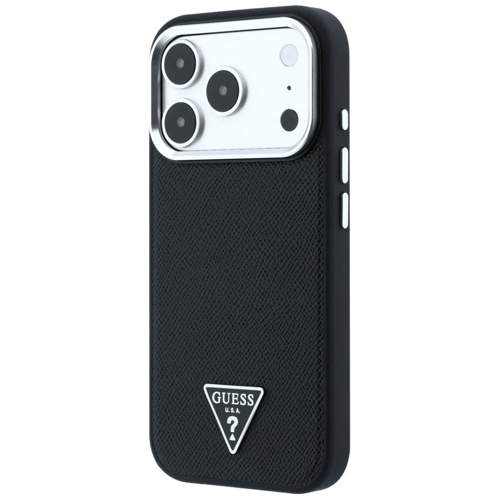 Etui Guess Grained Triangle Logo MagSafe na iPhone 17 Pro / 18 Pro - czarne – zdjęcie 2