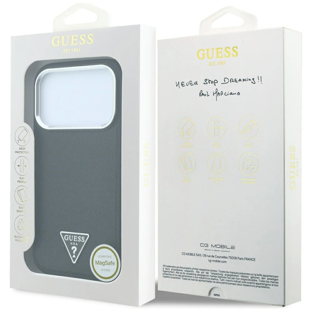 Etui Guess Grained Triangle na iPhone 17 Pro Max / 18 Pro Max - czarne – zdjęcie 8