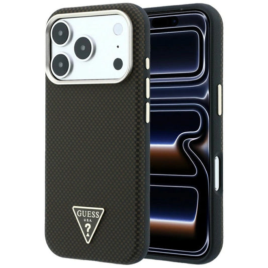 Etui Guess Kevlar Triangle Logo MagSafe na iPhone 17 Pro / 18 Pro - brązowe