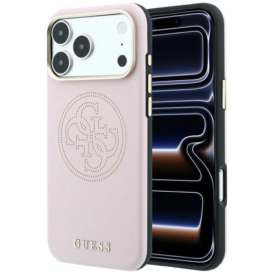 Etui Guess Perforated 4G Gold Logo na iPhone 17 Pro / 18 Pro - różowe