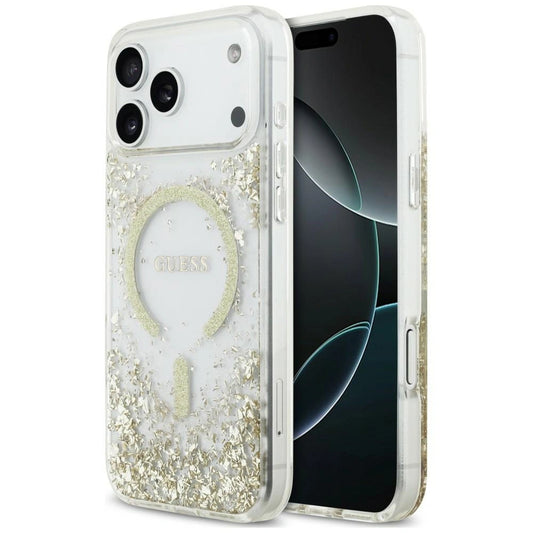 Etui Guess Resin Bottom Glitter na iPhone 18 Pro Max / 17 Pro Max - złote