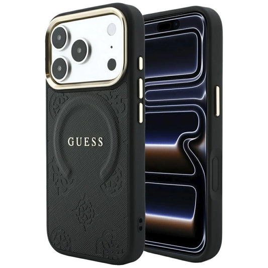 Etui Guess Saffiano Peony & na iPhone 17 Pro Max / 18 Pro Max - czarne