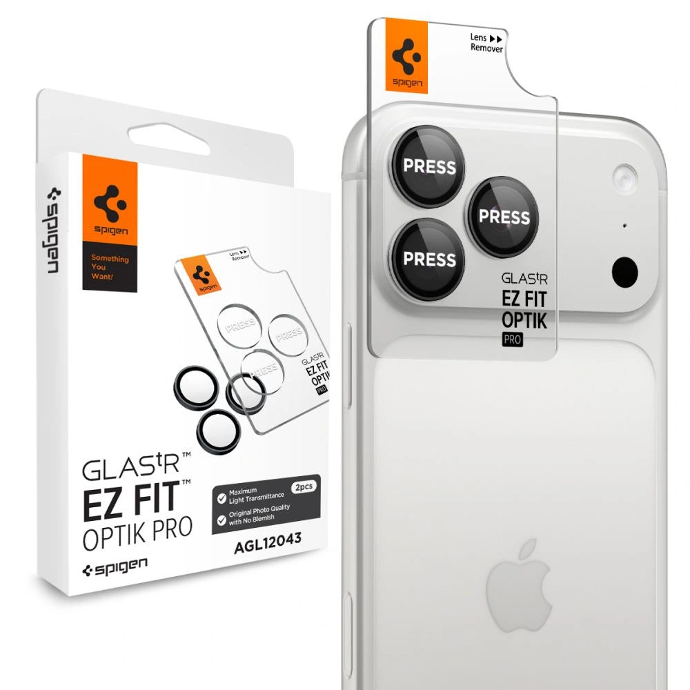 Szkło hartowane na aparat Spigen Optik Pro GLAS.TR EZ FIT 2-Pack na iPhone 18 Pro / 18 Pro Max - ciemnoszare