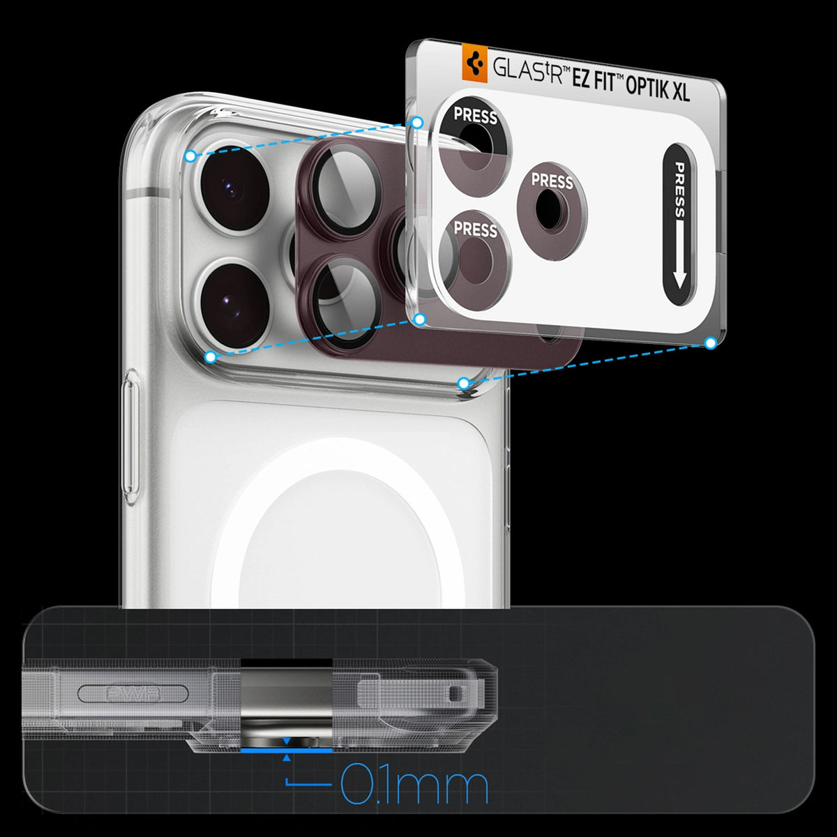 Szkło hartowane na aparat Spigen Optik Pro na iPhone 18 Pro - dark cherry – zdjęcie 12