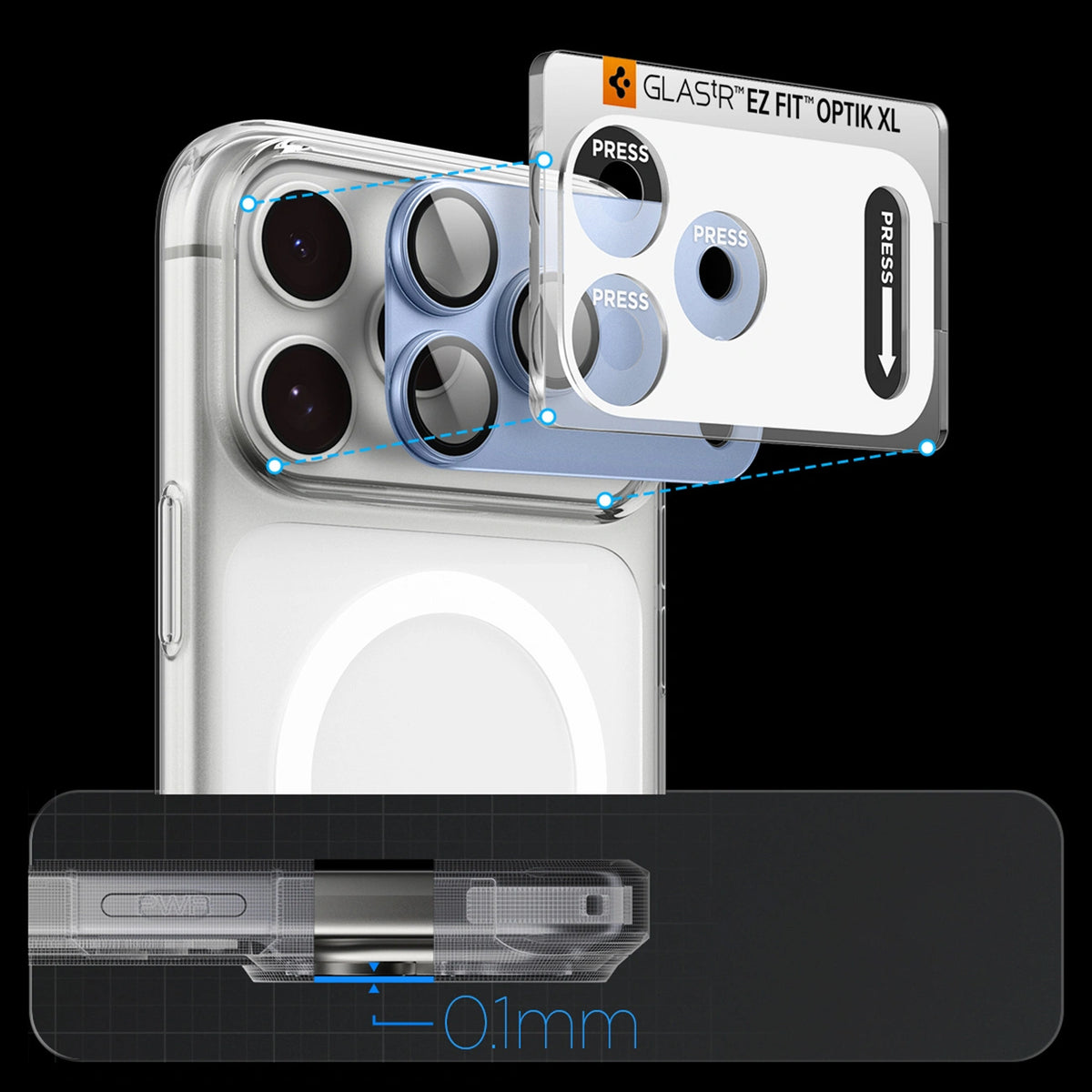 Szkło hartowane na aparat Spigen Optik na iPhone 18 Pro - jasnoniebieskie – zdjęcie 12