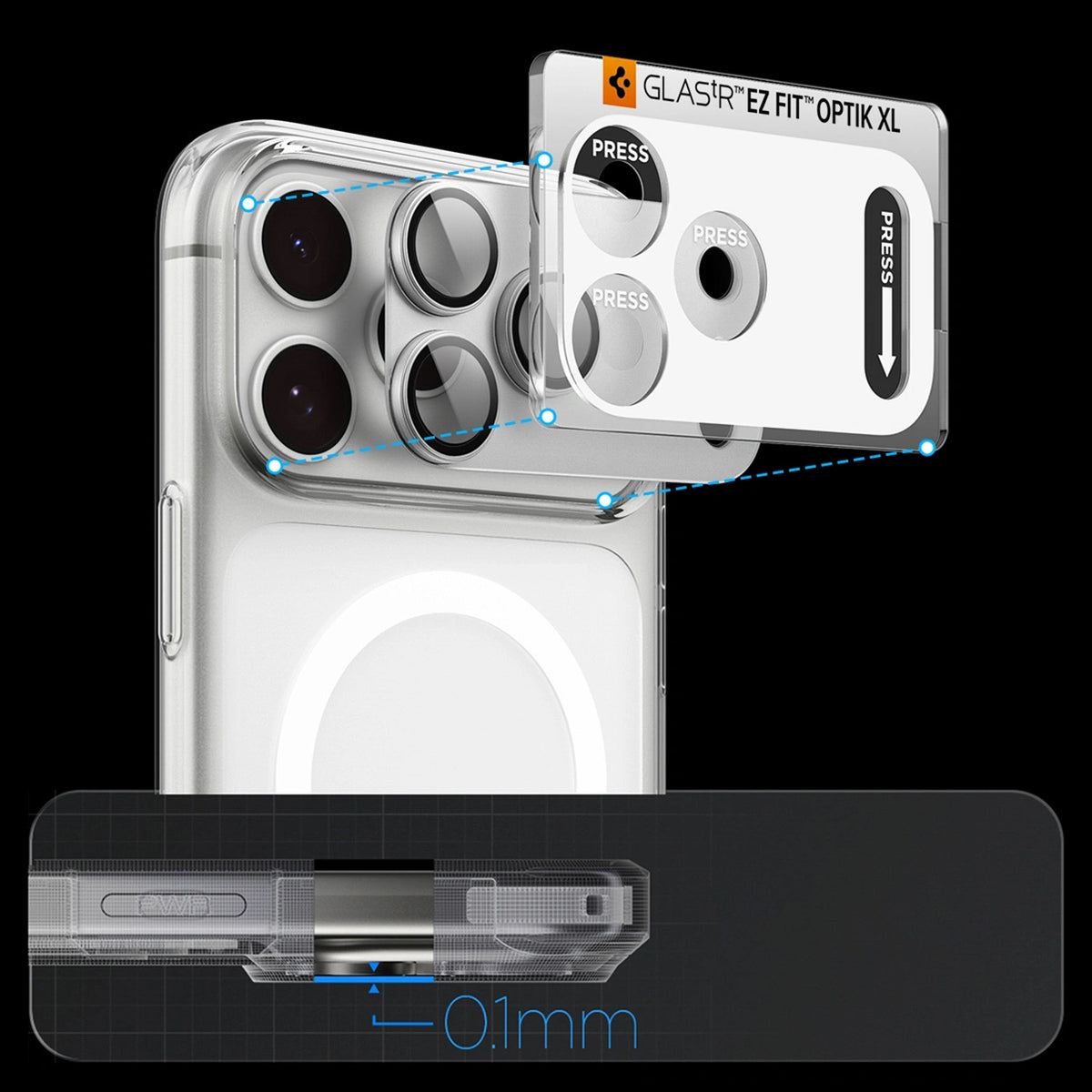 Szkło hartowane na aparat Spigen Optik Pro na iPhone 18 Pro Max - srebrne – zdjęcie 14