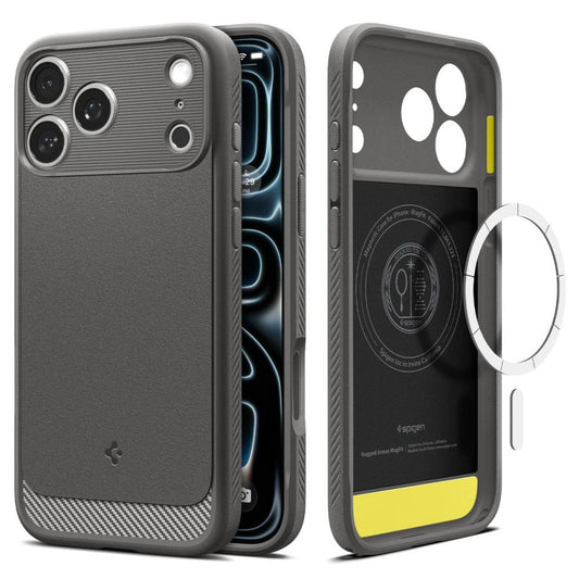 Etui Spigen Rugged Armor MagSafe na iPhone 18 Pro / 17 Pro - szare