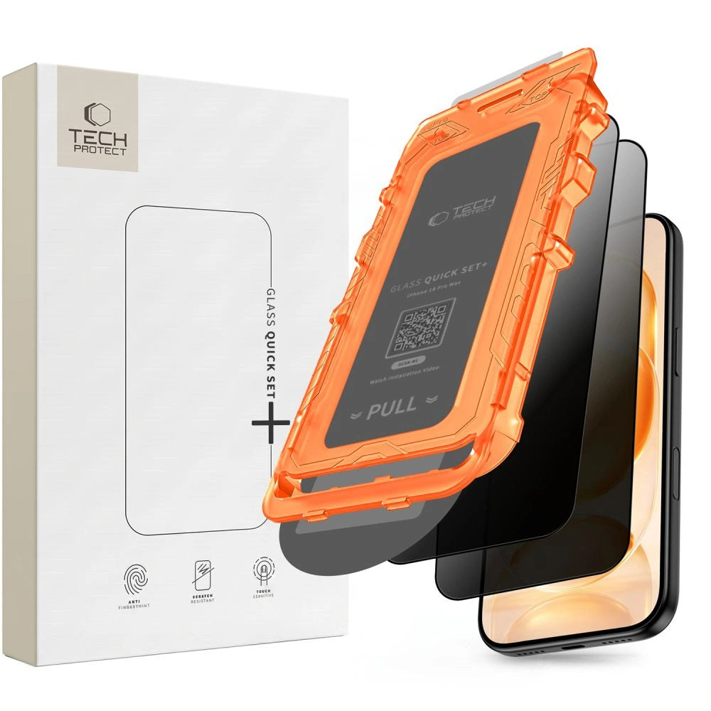 Szkło prywatyzujące Tech-Protect Quick Set Spy+ 2-Pack na iPhone 18 Pro