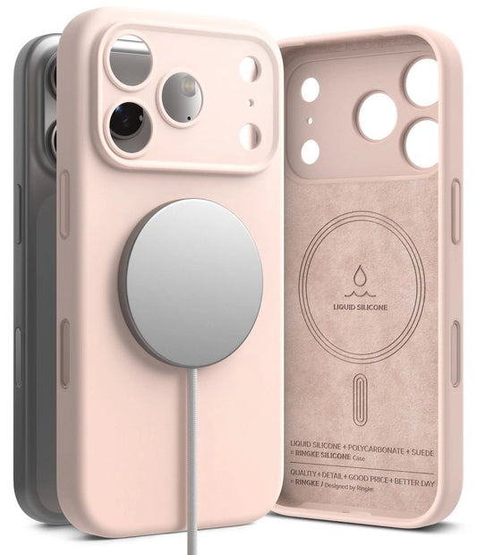 Etui Ringke Silicone MagSafe na iPhone 18 Pro Max - różowe