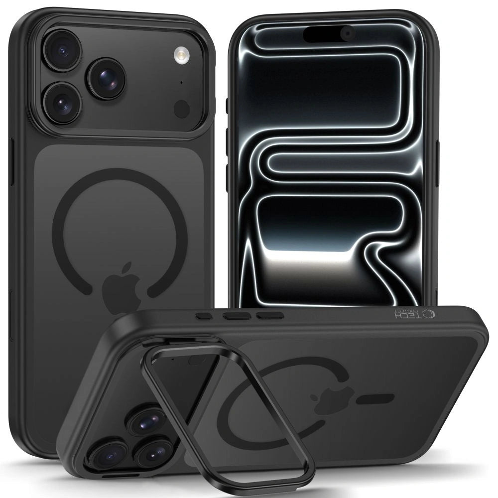 Etui Tech-Protect MagStand na iPhone 18 Pro / 17 Pro - czarne matowe